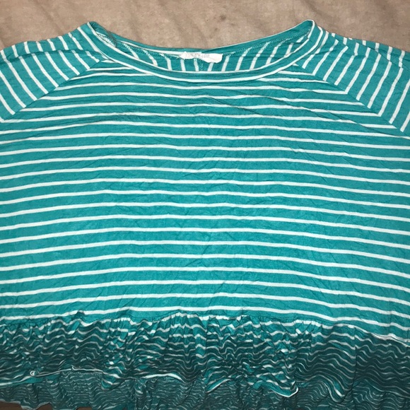 Cute and flirty mint blue and white striped shirt - Picture 2 of 2